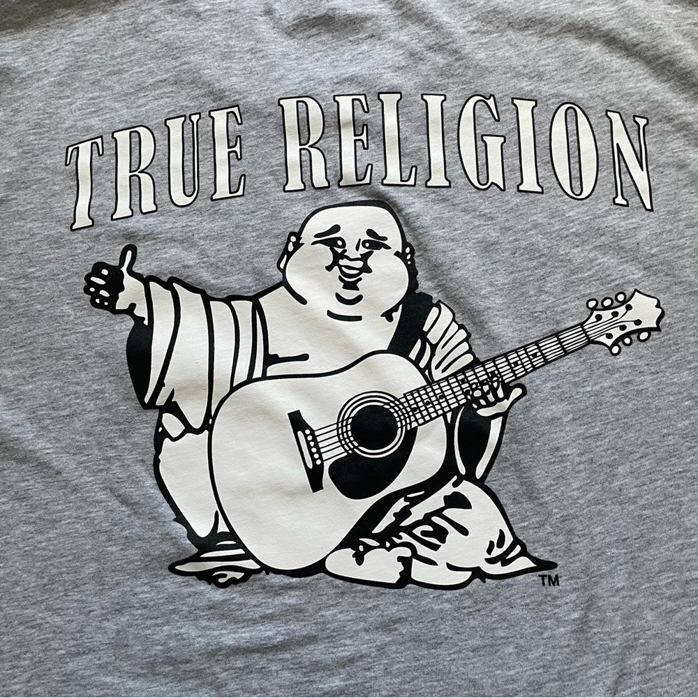 True Religion Light Gray‎ Buddha Short Sleeve T-shirt, XL